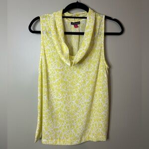Vince Camuto Yellow Patterned Sleeveless Blouse